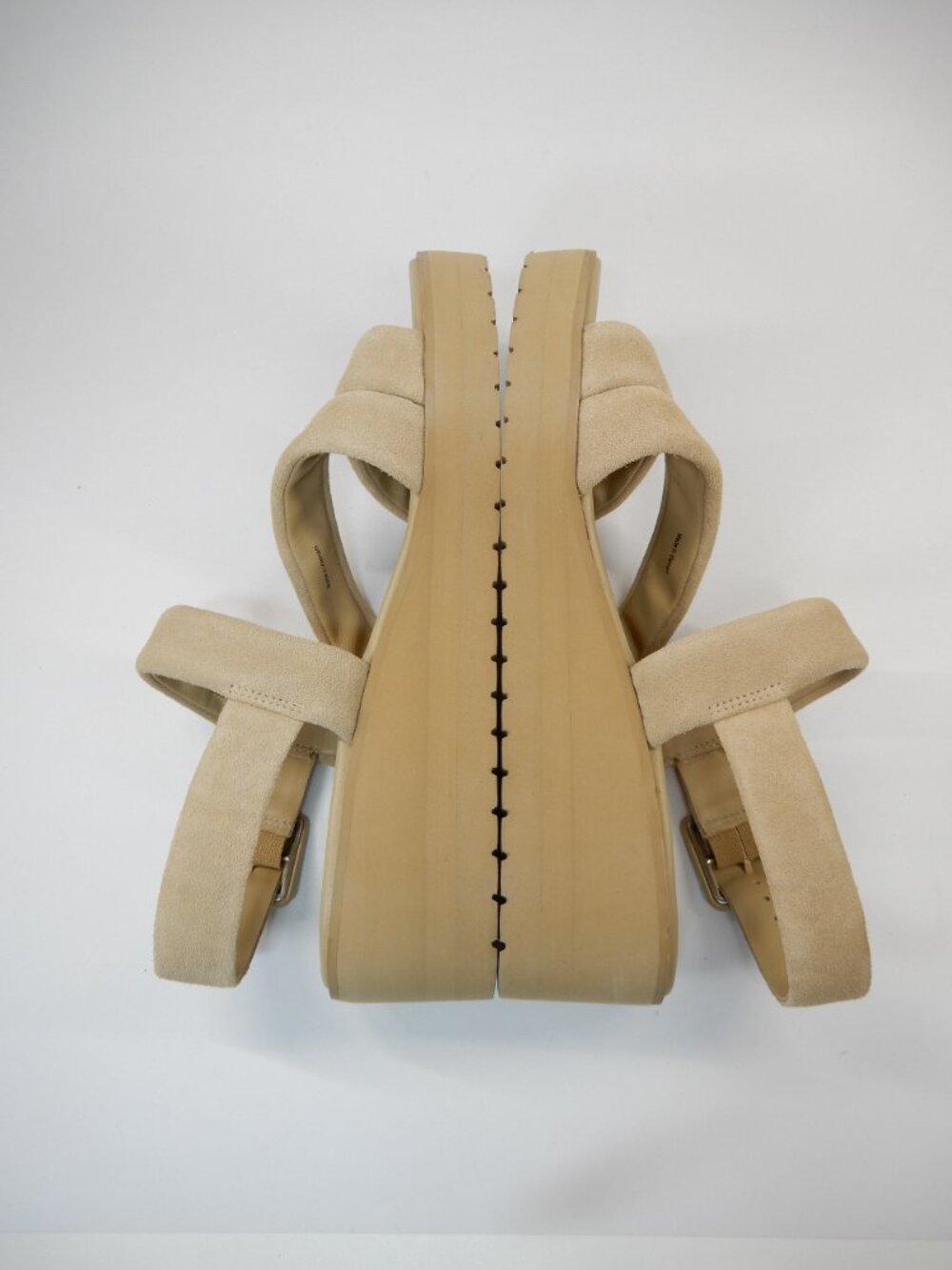 VINCE Skylar Low Wedge Slingback SANDALS Size 8.5 Nude Beige Suede NEW $280 - Picture 15 of 16